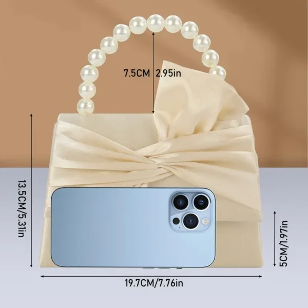 Elegant Detachable Chain Strap Evening Clutch Purse with Handles & Satin Bow - Image 2