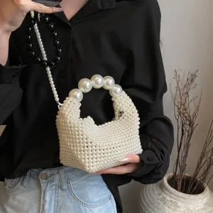 Ivory White Pearl Evening Handbag