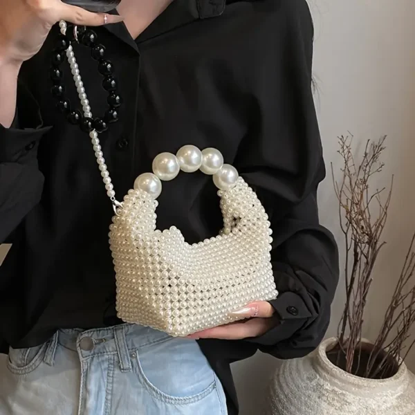 Ivory White Pearl Evening Handbag