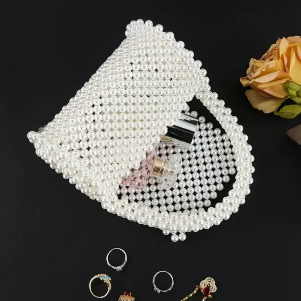 Handcrafted Faux Pearl Evening Clutch for Women - Image 2