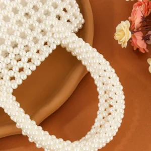Handmade Bohemian Vintage White Plastic Beaded Handbag