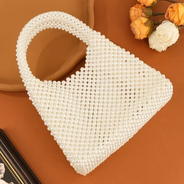Creative Women's Fashionable Beaded Ivory White Handbag