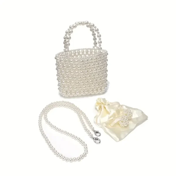 Elegant-Embellished Hollow-Out Wedding Clutch Purse with Detachable Chain Strap & Clasp Closure - Image 6
