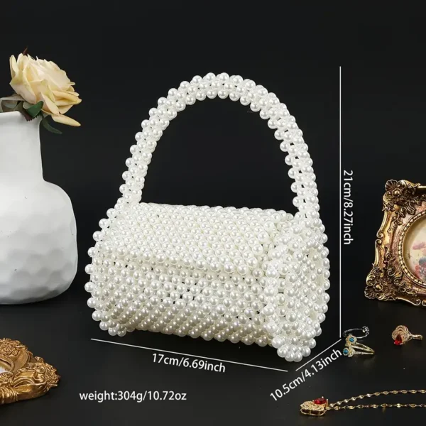 Handcrafted Faux Pearl Evening Clutch for Women - Image 5