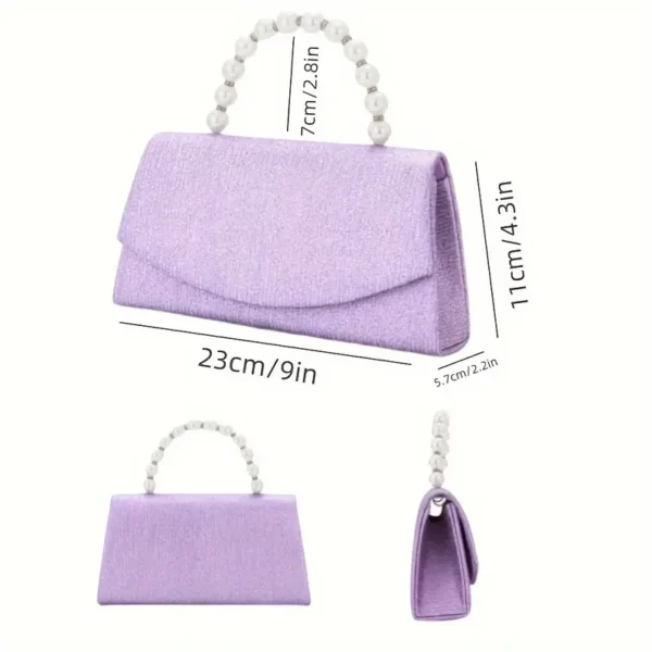 Elegant Evening Clutch For Ladies, Featuring A Pearl Handle - Image 3