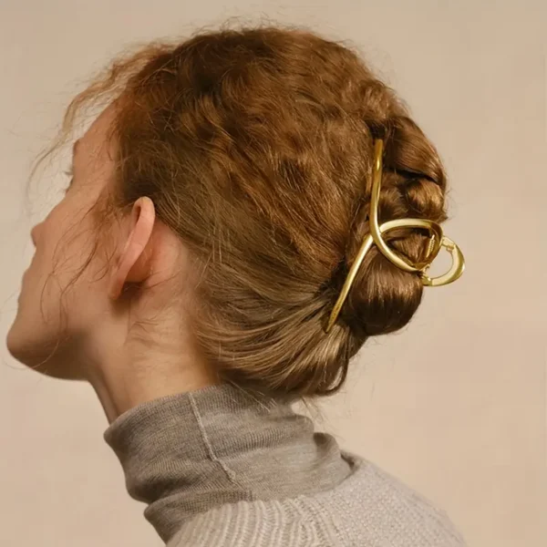 Elegant Retro Golden-Tone Metal Hair Claw Clip - Image 2