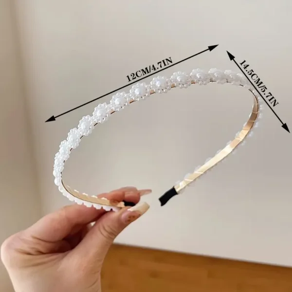 Elegant Floral Imitation Bead Headband for Women - Image 3