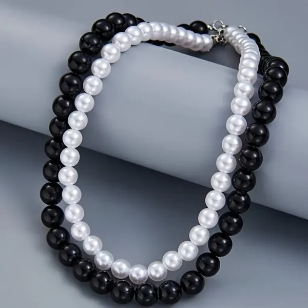 Pack Vintage Faux Necklaces with Black Bead Accents - Image 3