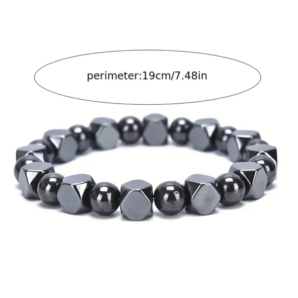 Men's Stylish Black Natural Stone Stretch Bracelet - Image 2