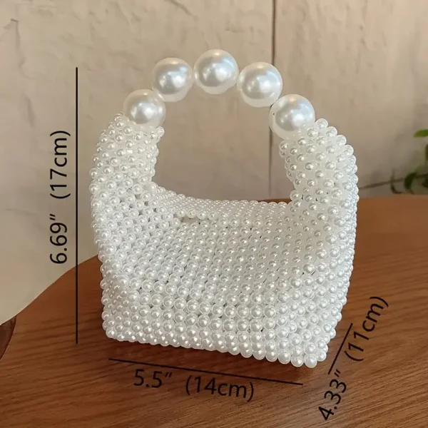 Ivory White Pearl Evening Handbag - Image 4
