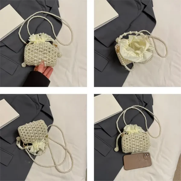 Elegant Ivory White Pearl Handbag - Image 4