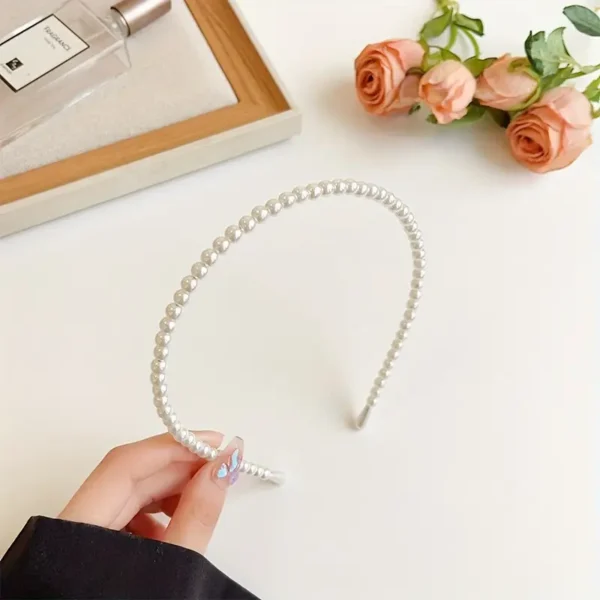 Elegant Minimalist Faux Pearl Headband - Image 2