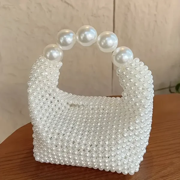 Ivory White Pearl Evening Handbag - Image 5