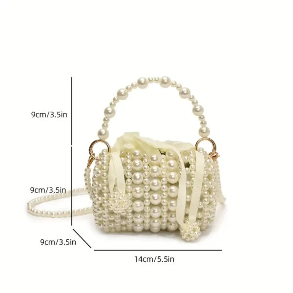 Elegant Ivory White Pearl Handbag - Image 3