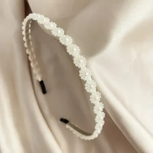 Elegant Floral Imitation Bead Headband for Women