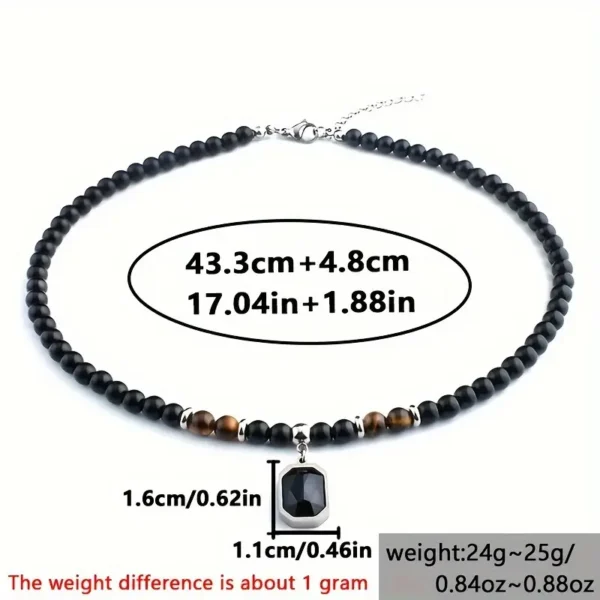 Fashion Men's Stainless Steel Black Zircon Pendant Necklace - Image 2