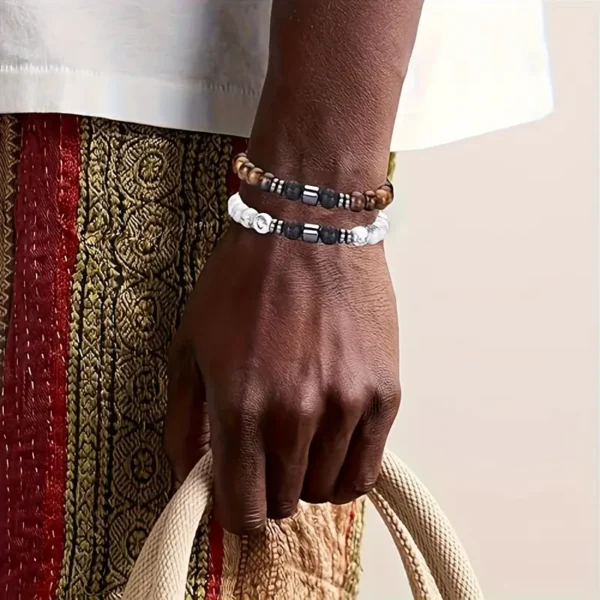 Vintage Style Beaded Bracelet Set for Men - Image 2