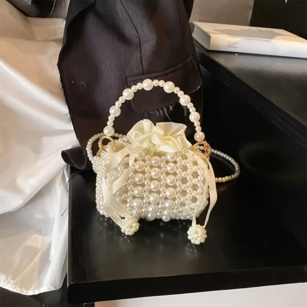 Elegant Ivory White Pearl Handbag - Image 5