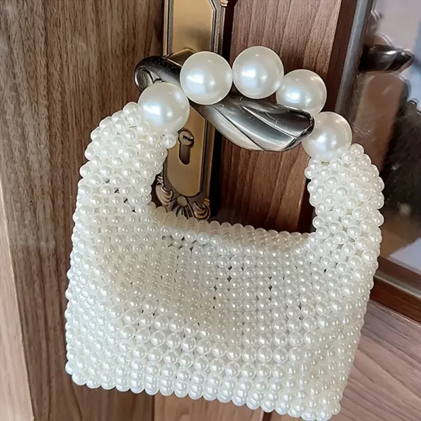 Ivory White Pearl Evening Handbag - Image 7