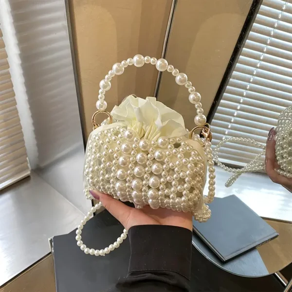 Elegant Ivory White Pearl Handbag - Image 6