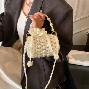 Elegant Ivory White Pearl Handbag