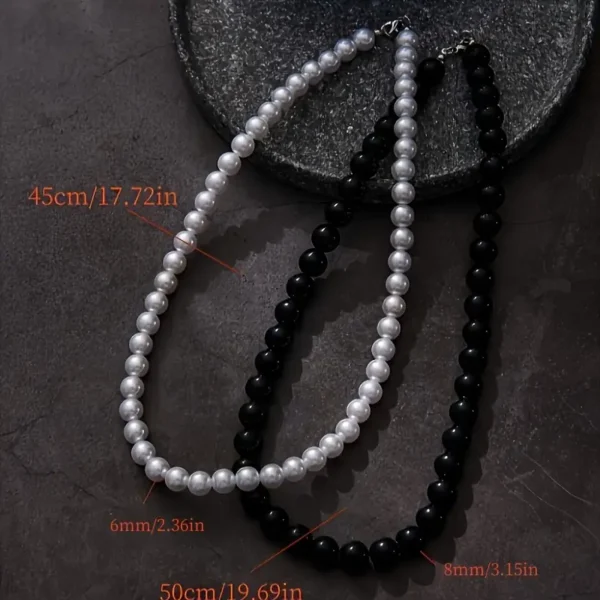 Pack Vintage Faux Necklaces with Black Bead Accents - Image 4